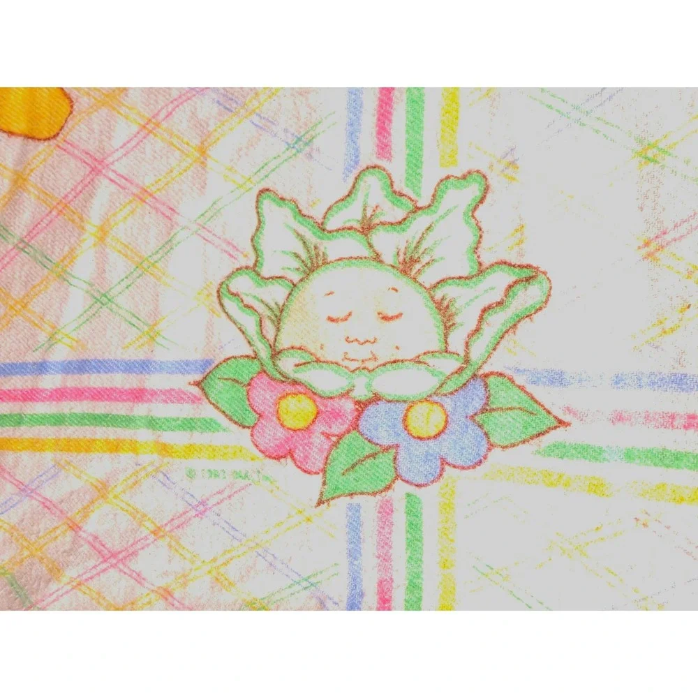 Vintage 1983 Cabbage Patch Kids Baby Blanket Pastel Rainbow Balloons 48 x 34